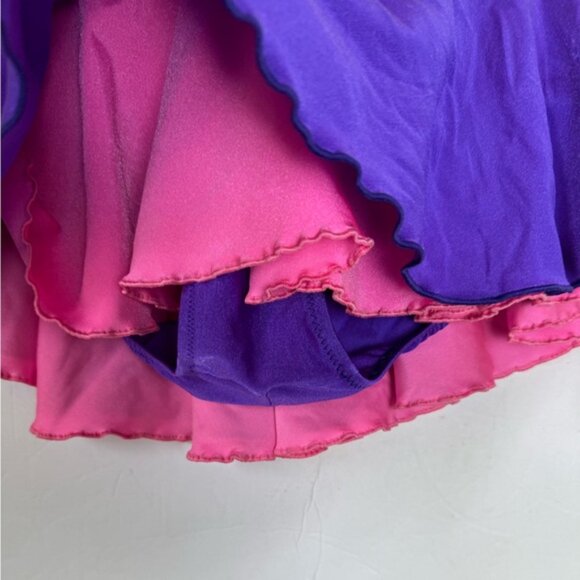 Figure Skating Boutique Double Georgette Skirt Stretch Purple Pink Ice Sports S - Picture 5 of 11